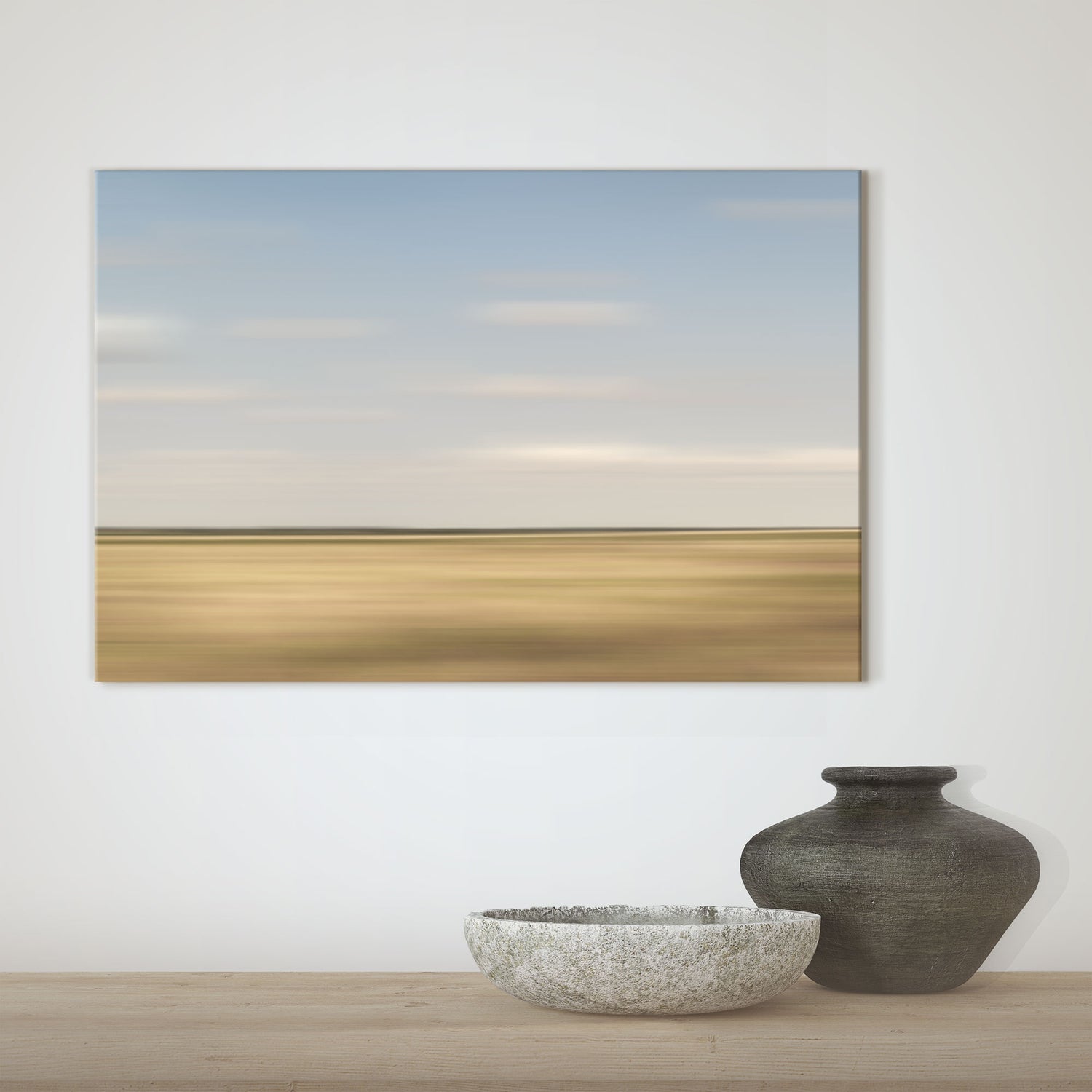 Prairie-inspired wall canvas featuring an abstract design that captures the essence of the open field in a modern art form.