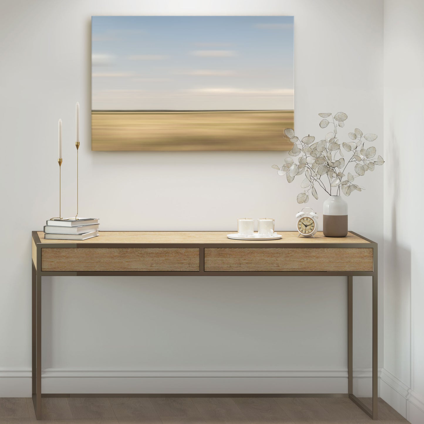 Contemporary canvas artwork offering an abstract view of a prairie scene, perfectly suited for adding a touch of nature to any interior.