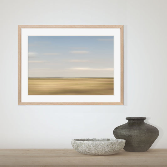 Wall art print capturing the essence of a prairie with an abstract, painterly approach in its composition.