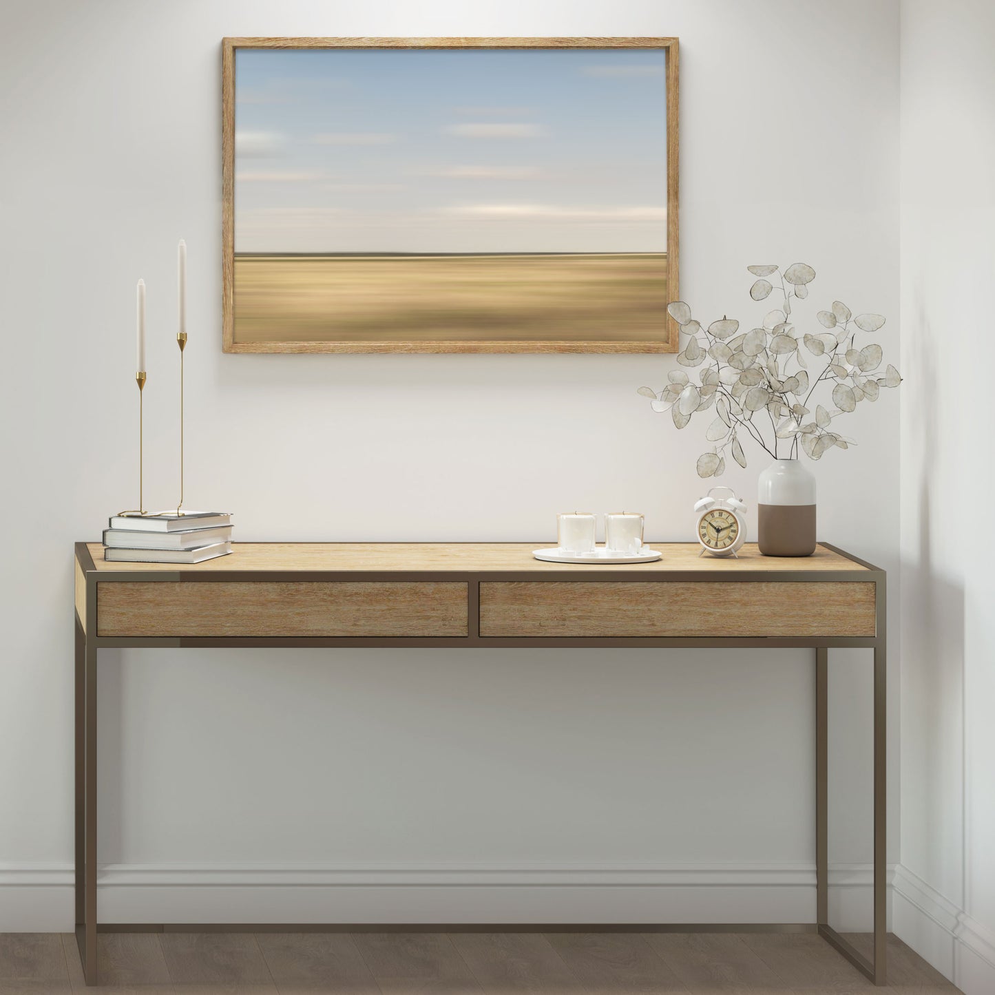 Fine art photography print presenting an abstract interpretation of a prairie scene, ideal for modern home decor.