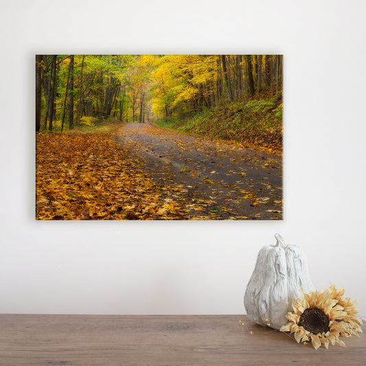autumn road fall decor print in entryway