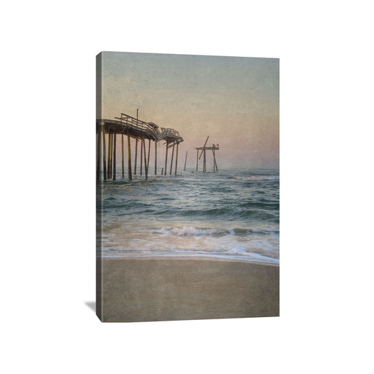 Nature photography of Frisco Pier in the Outer Banks North Carolina edited in a vintage style