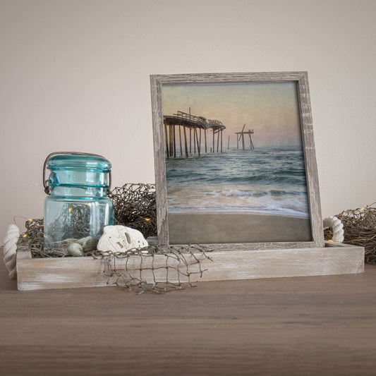 A vintage-inspired print of the Frisco Pier located in the Outer Banks of North Carolina