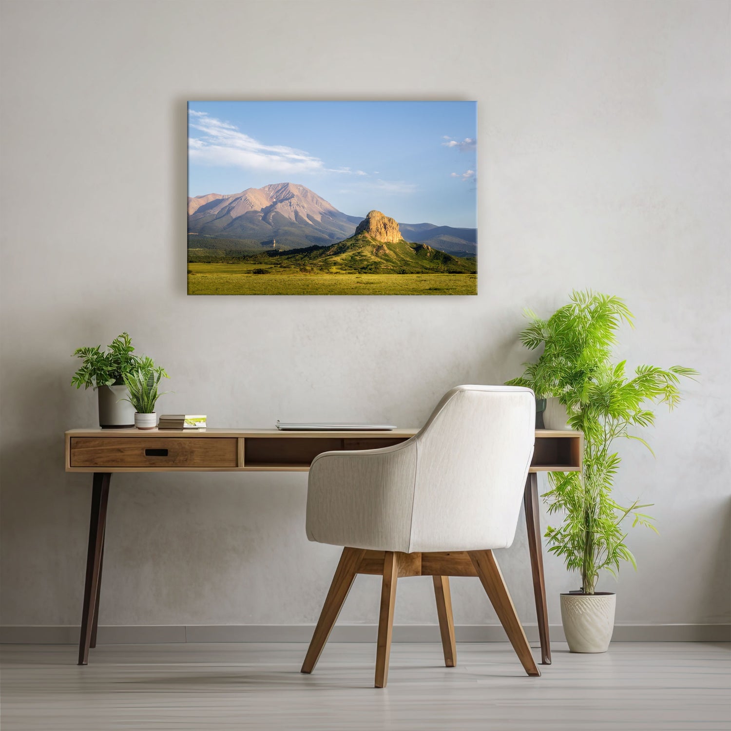 Wall art canvas depicting the tranquil Colorado landscape, showcasing the vibrant colors and peaceful scenery of Goemmer Butte in a nature photography canvas.