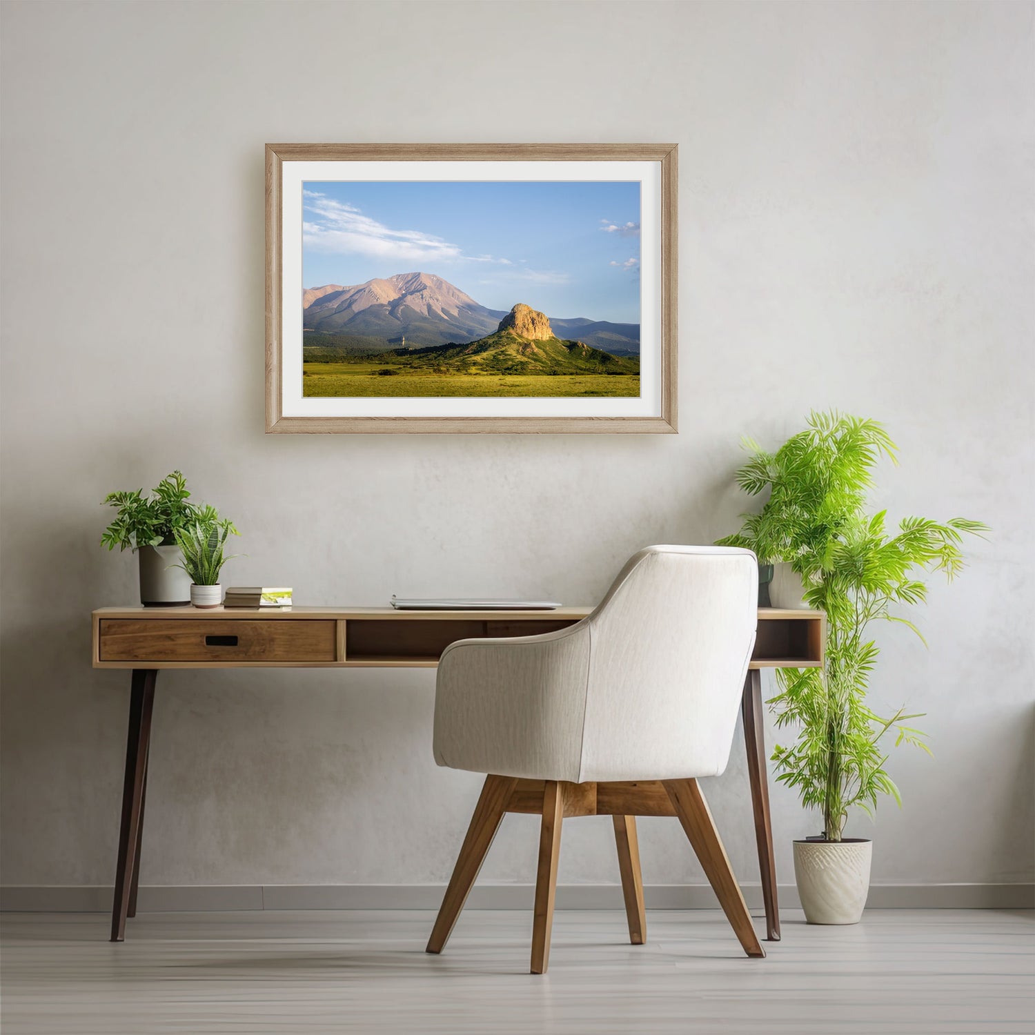 Wall art depicting the tranquil Colorado landscape, showcasing the vibrant colors and peaceful scenery of Goemmer Butte in a nature photography print.
