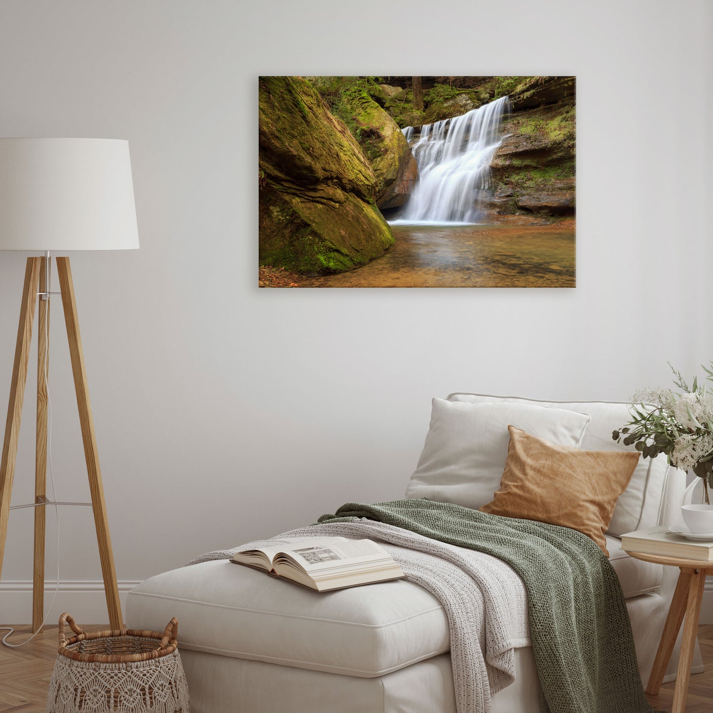 Hocking Hills captured at its best: a cascading waterfall on quality canvas.