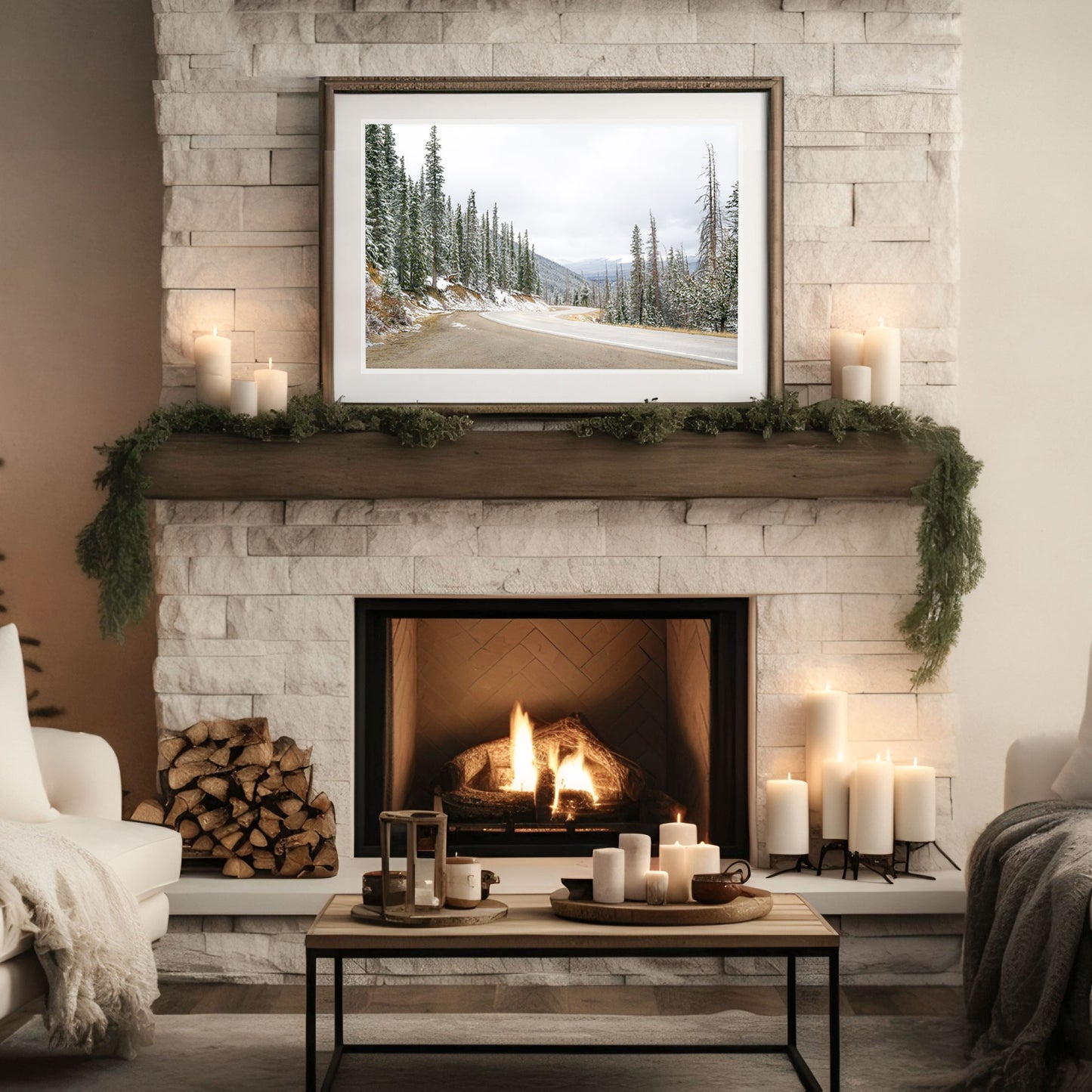 Colorado wall art print featuring a snow covered winter scene in the mountains