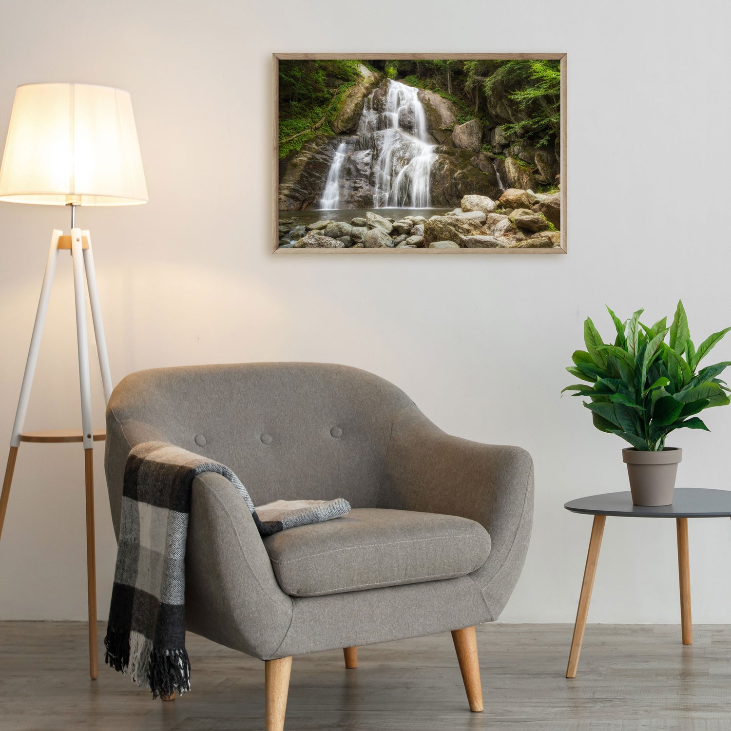 From cascading waters to verdant surroundings, this Vermont Art piece celebrates the captivating beauty of the natural world."