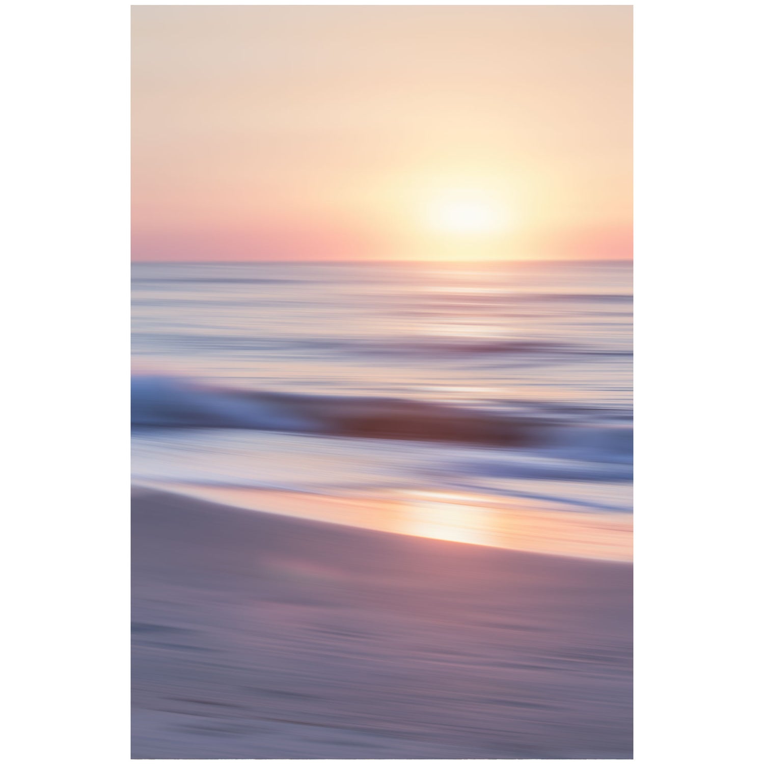 Abstract-style Ocean Sunrise wall art print depicting a serene beach scene.