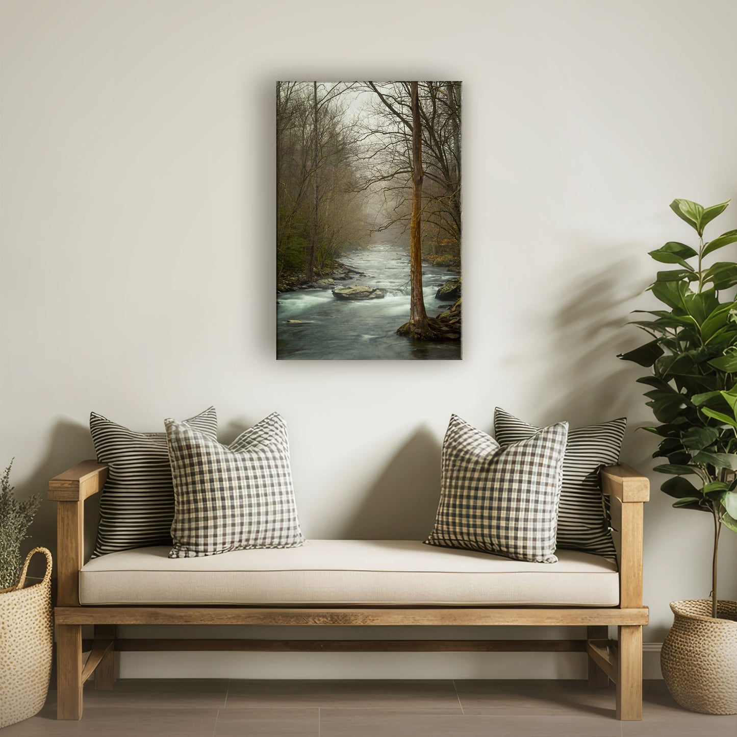 Bring the outdoors in with a stunning canvas print of the Great Smoky Mountains National Park's Little River, offering a natural escape in any room.