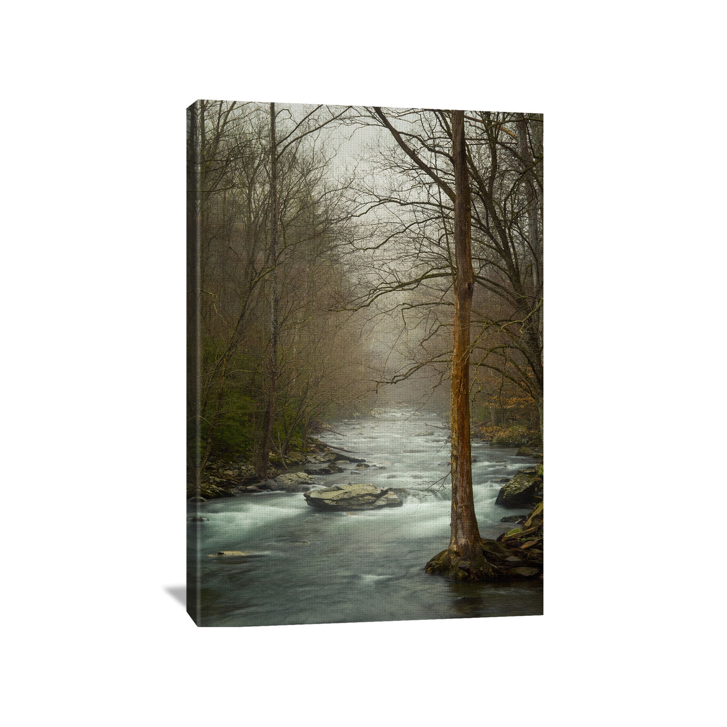 Canvas wall art featuring the tranquil Little River in the Great Smoky Mountains, perfect for bringing a touch of nature's peace into your living space.