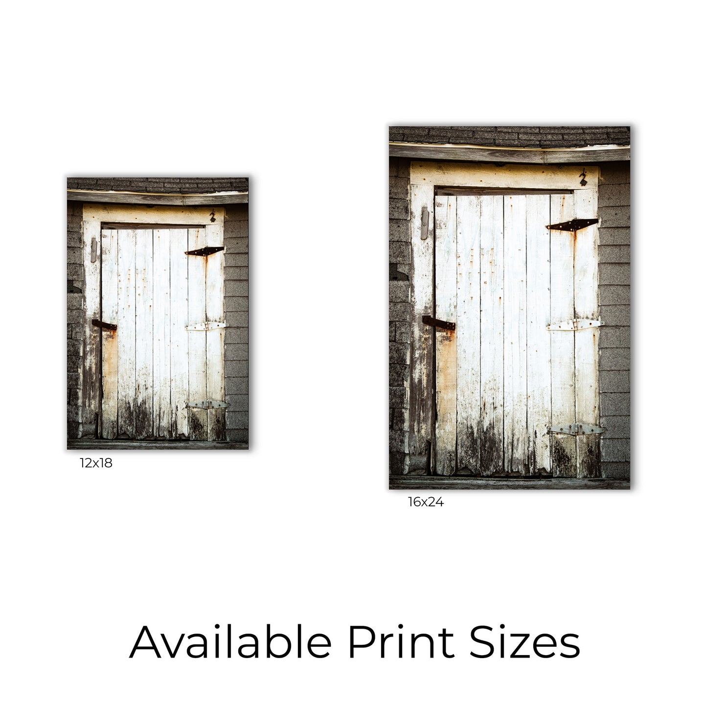 Visual representation of wall art print sizes available: 12x18 and 16x24.