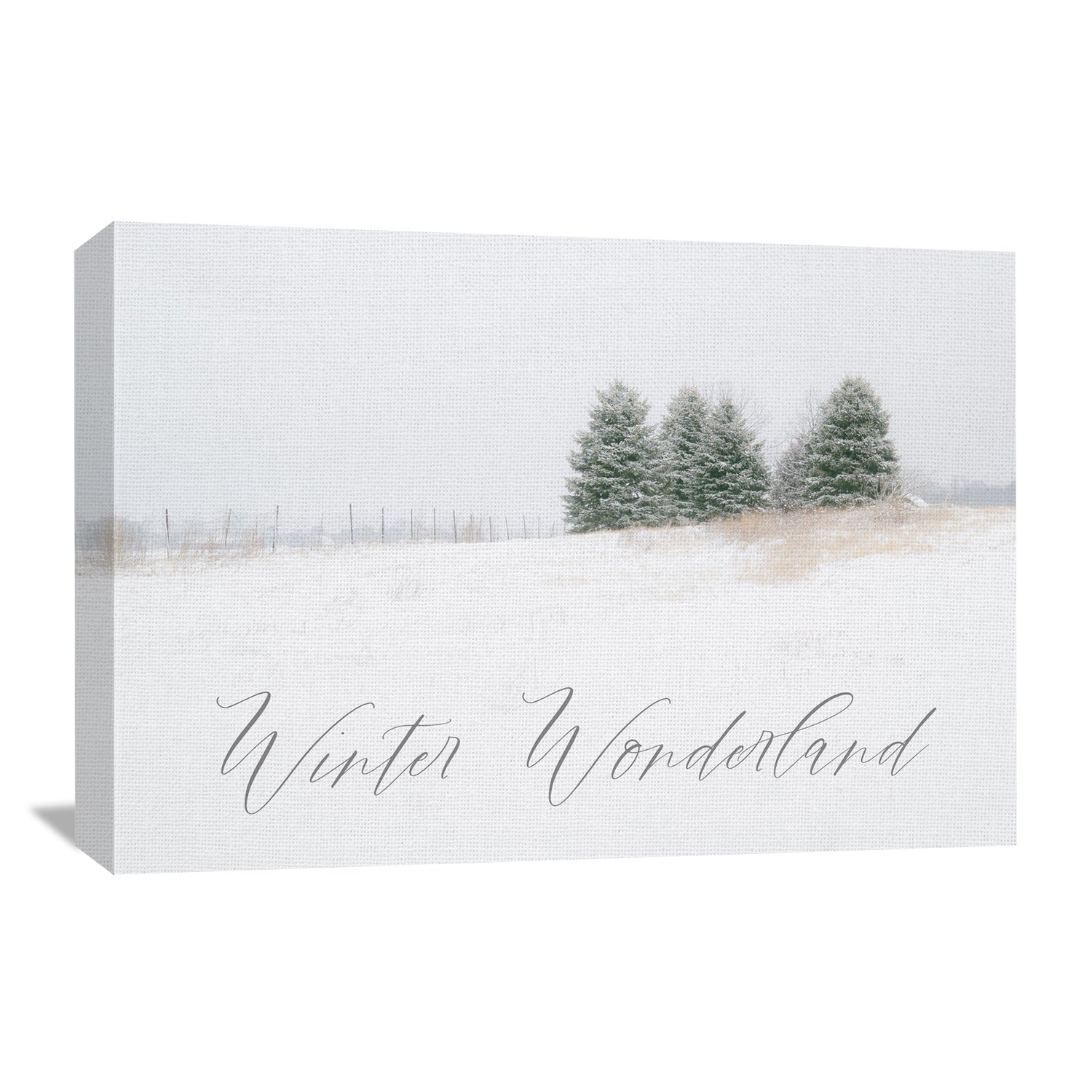winter pines canvas wall art with winter wonderlland script