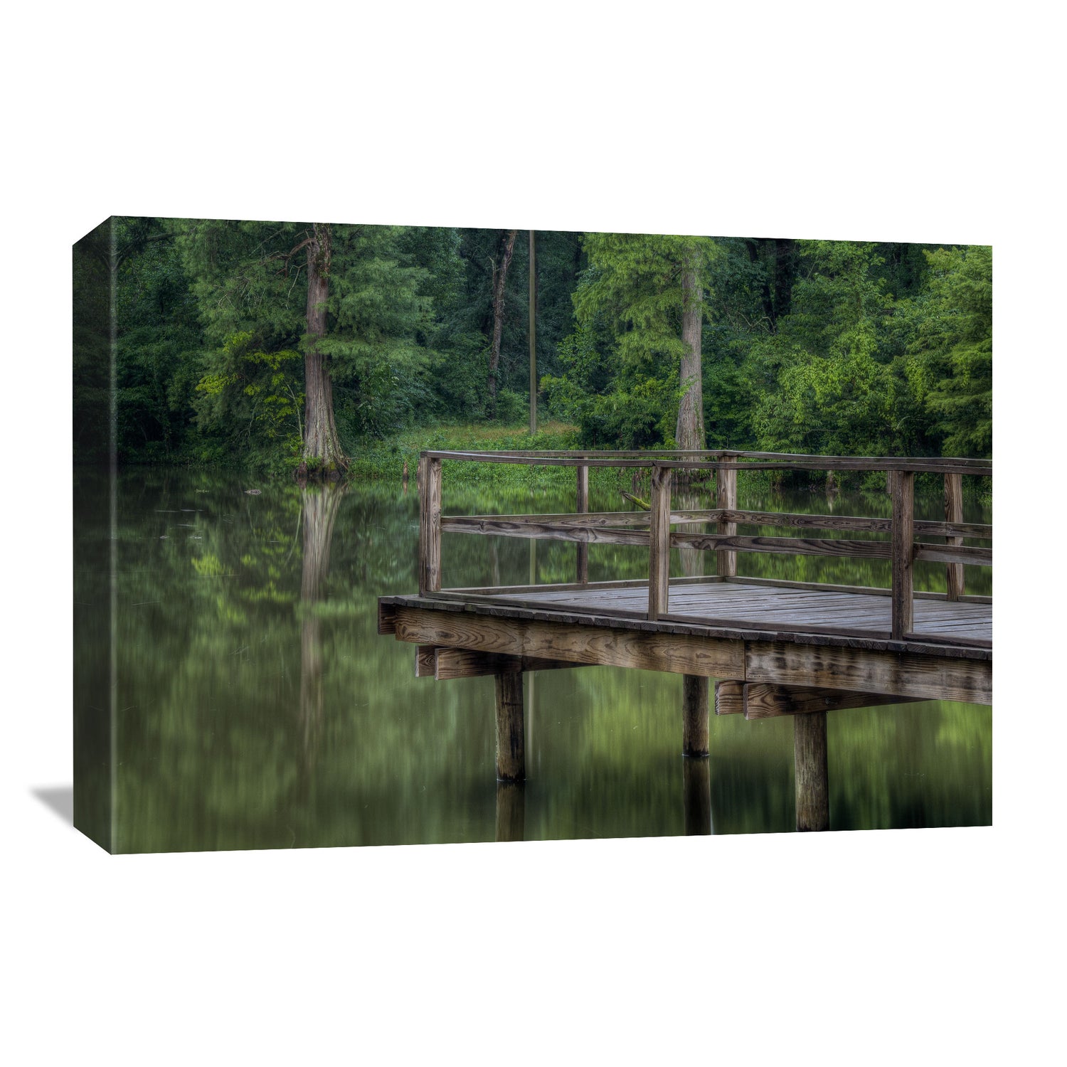 canvas wall art featuring a dock on Alligator Lake in the Mississippi Delta