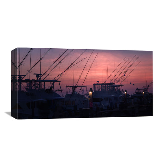 North Carolina canvas of docked fishing boats