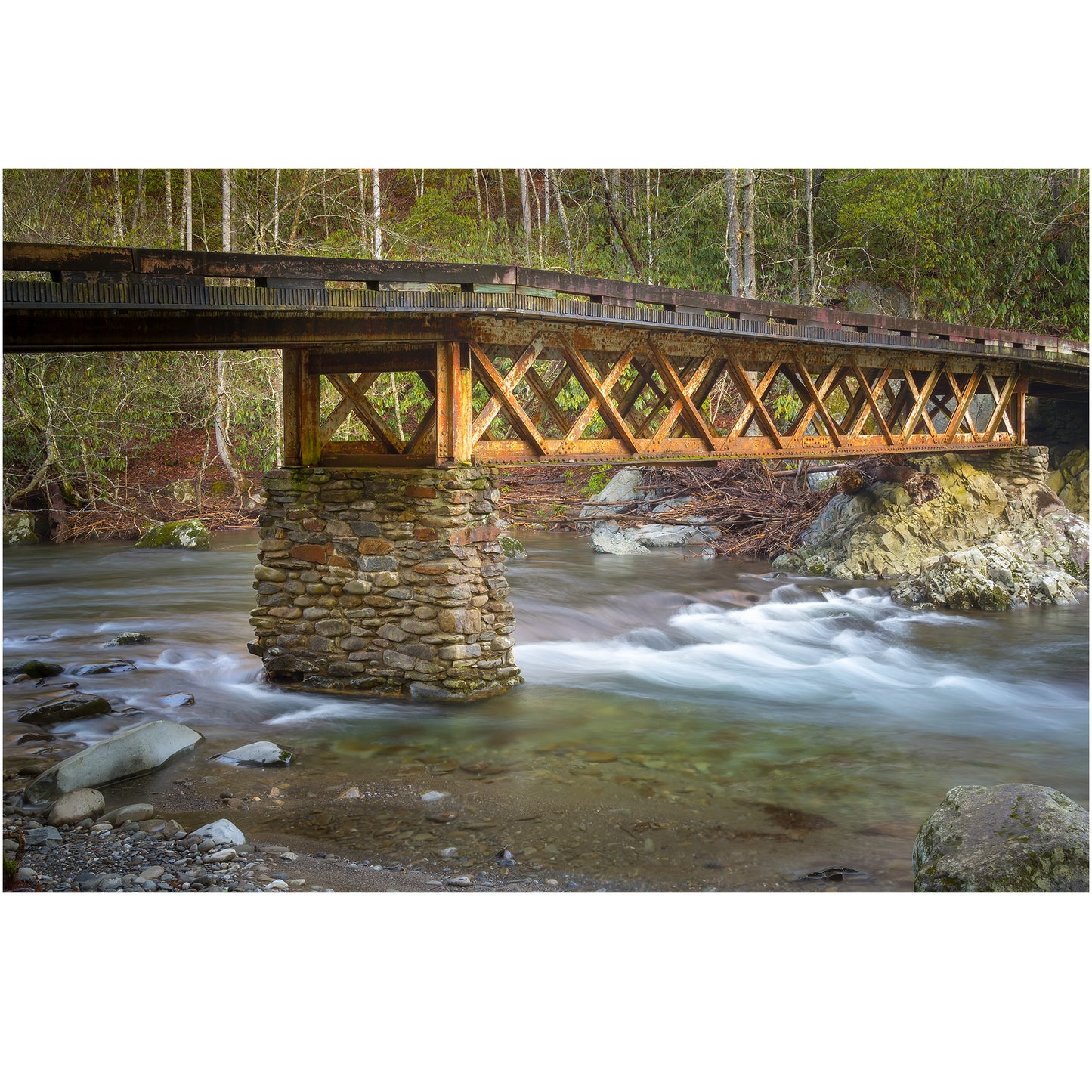 wall art print of a bridge in the great smoky mountains national park