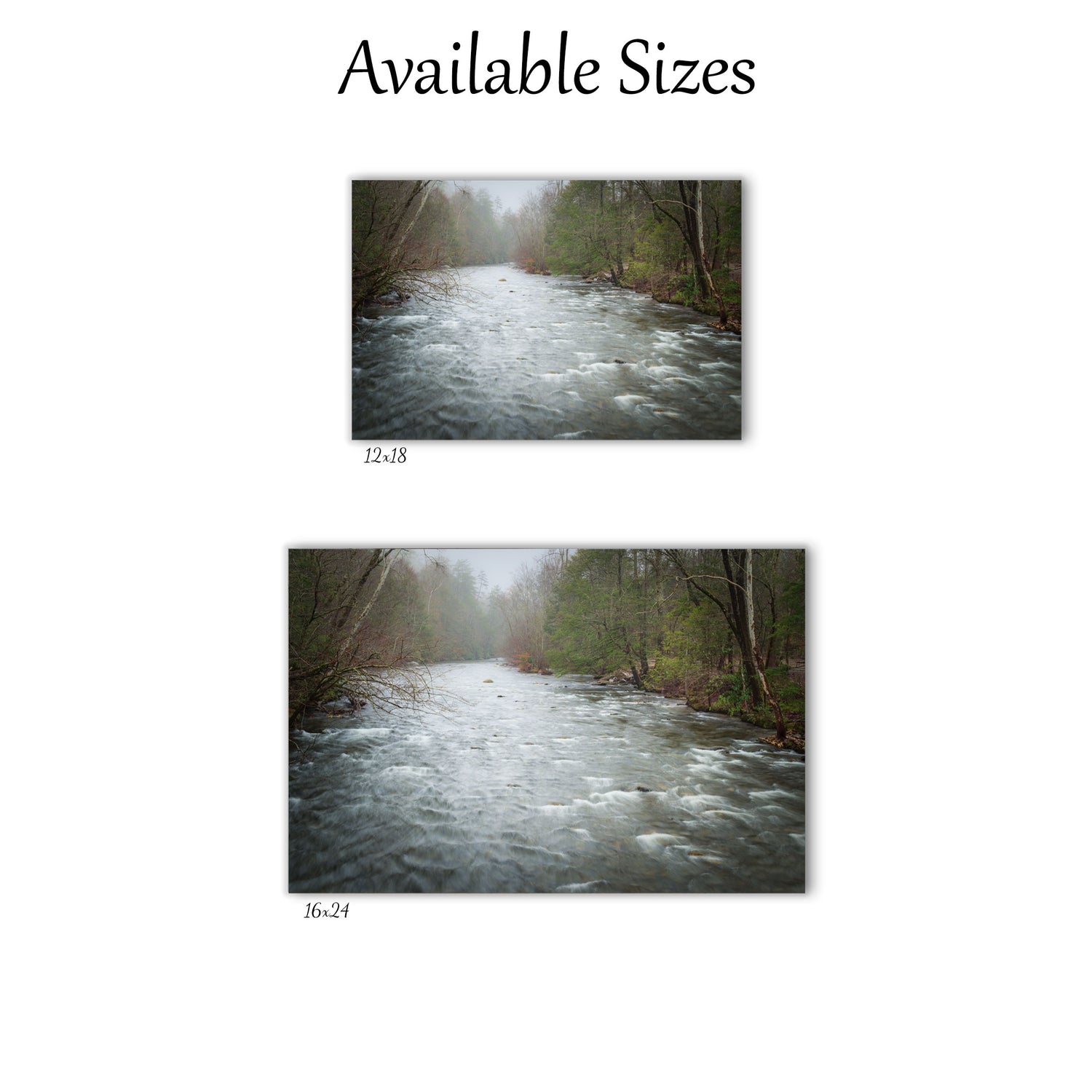 Visual representation of the canvas wall art print sizes available: 12x18 and 16x24.